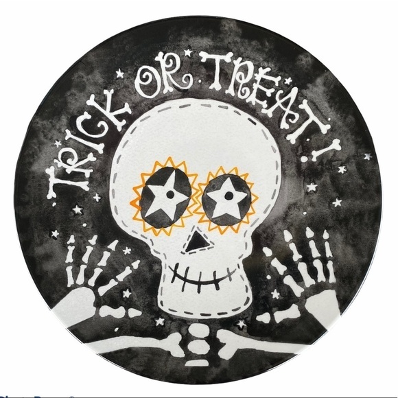 Pottery Barn Kids Halloween Melamine Plate Set (2) Hocus Pokus Witch Skeleton - Picture 2 of 6